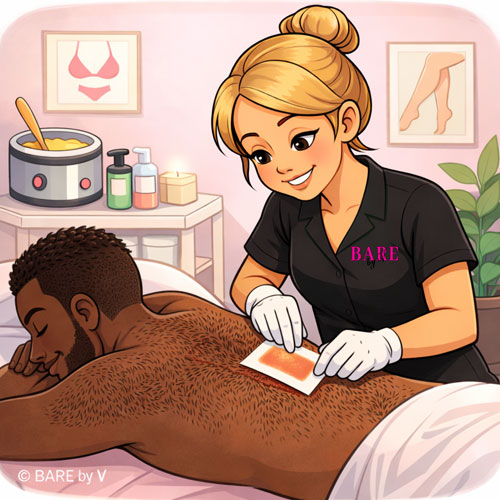Back waxing service in Rochester NY at Bare By V