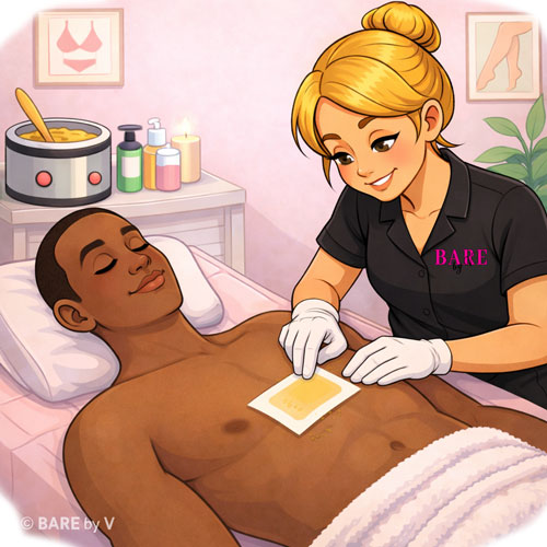 Chest waxing service in Rochester NY at Bare By V