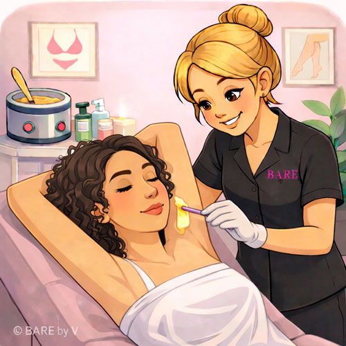 Underarms waxing service in Rochester NY at Bare By V